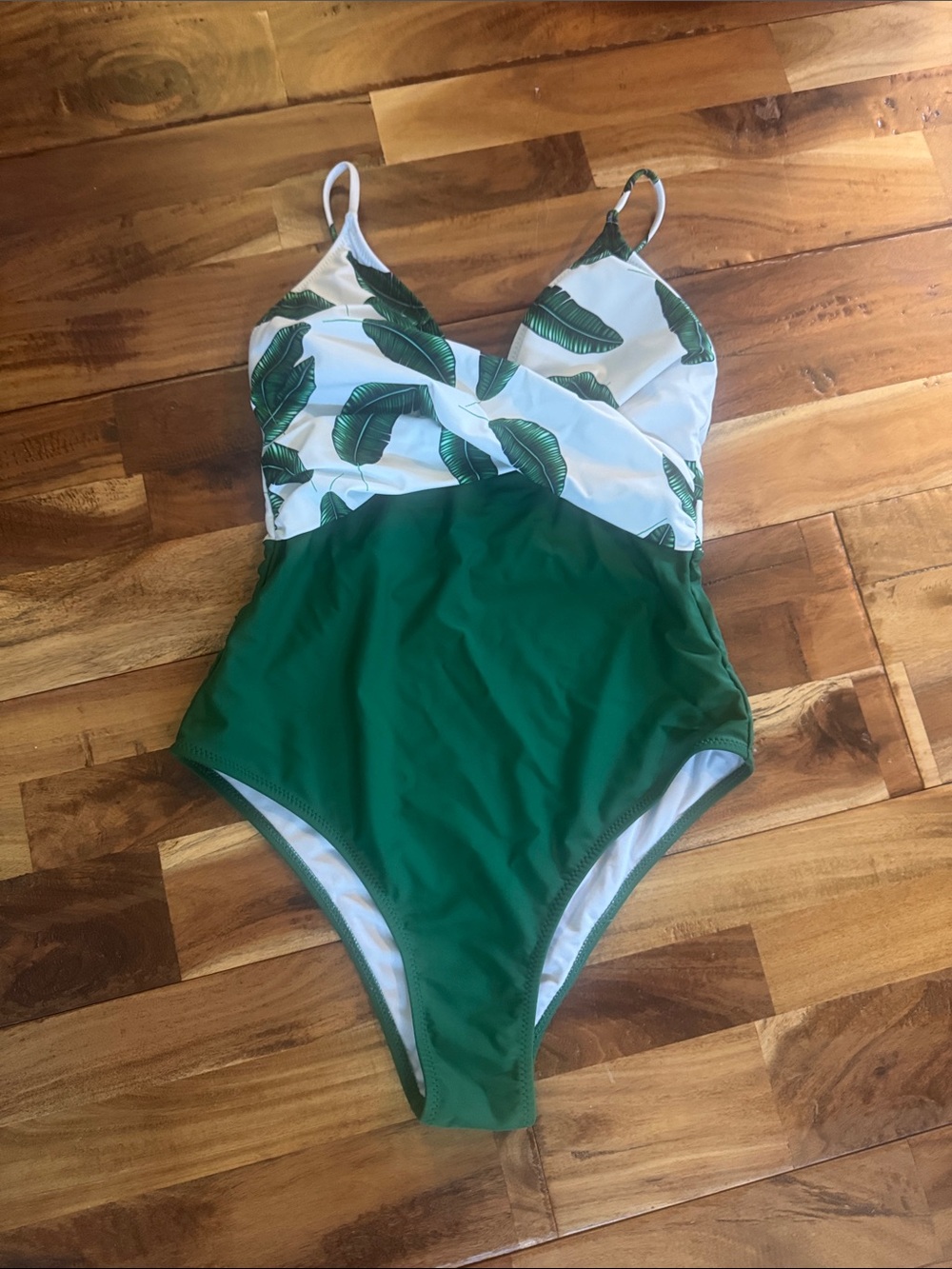 Green Leaf-Print One-Piece Swimsuit